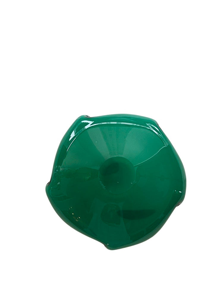 Vintage Green Hand-Blown Art Glass Bowl image_internal