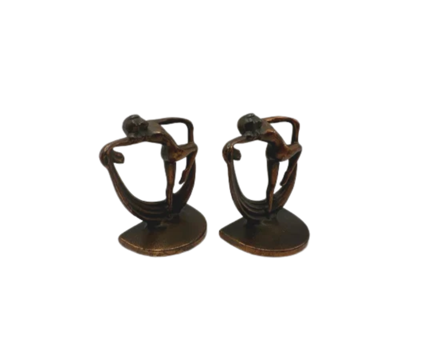 Vintage Art Deco Dancing Women Bronze Bookends