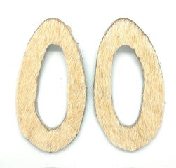 Artisan recycled leather earrings, natural tan hide organic open-cut oval pair.