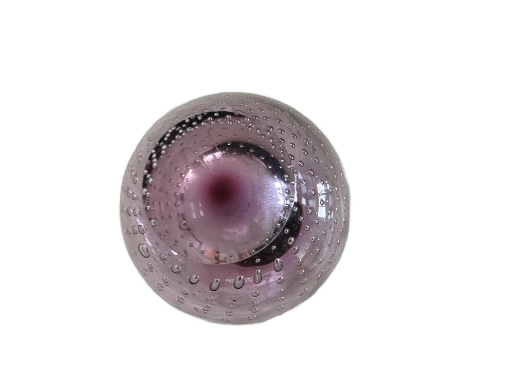 Overhead view of the amethyst bubble bud vase showing its small top opening.