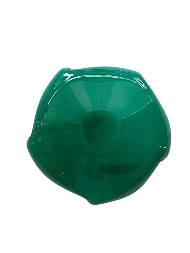 Vintage Green Hand-Blown Art Glass Bowl image