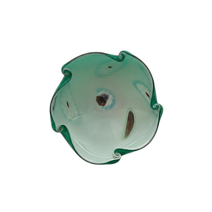 Vintage Green Hand-Blown Art Glass Bowl image