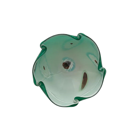 Vintage Green Hand-Blown Art Glass Bowl image