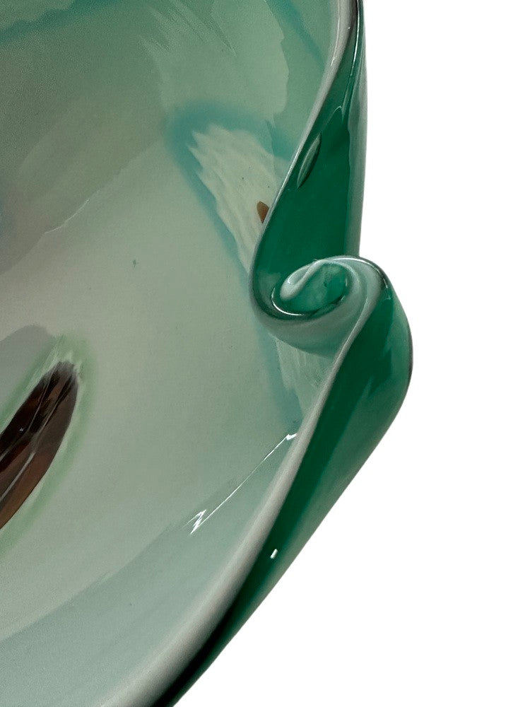 Vintage Green Hand-Blown Art Glass Bowl image