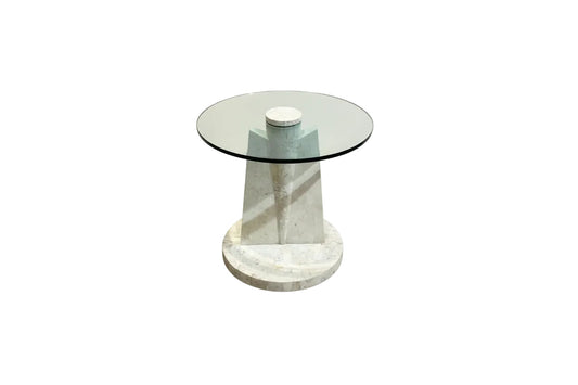 Post-Modern End Table, Stone and Glass image