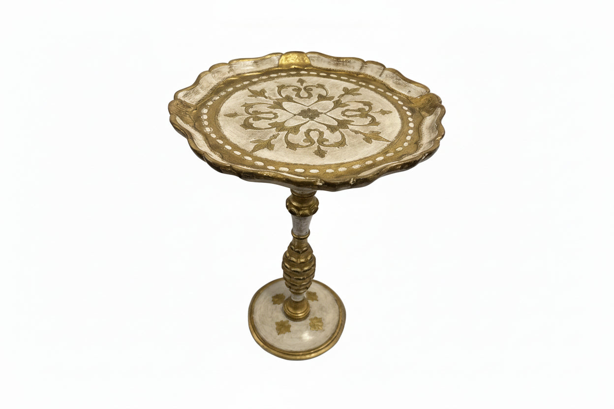 Vintage Florentine Side Table in Gilded Wood With White Accents image