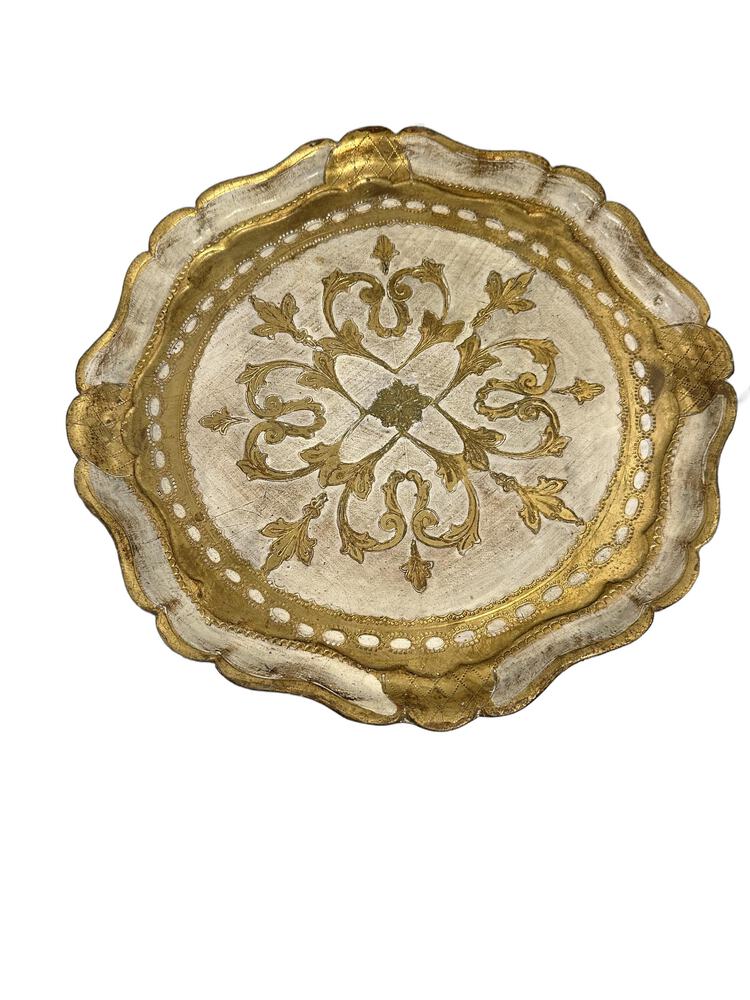 Vintage Florentine Side Table in Gilded Wood With White Accents image
