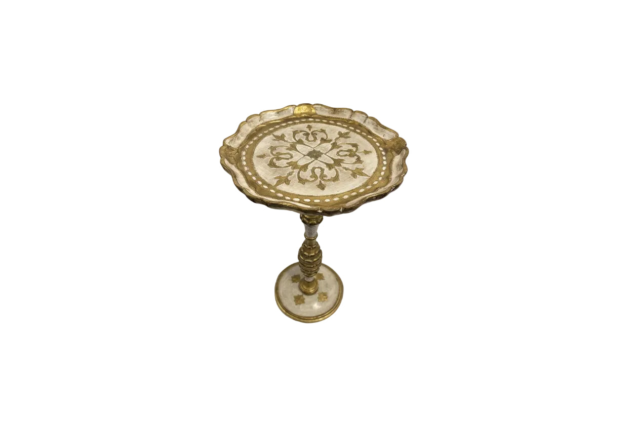 Vintage Florentine Side Table in Gilded Wood With White Accents image