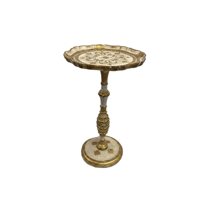 Vintage Florentine Side Table in Gilded Wood With White Accents image