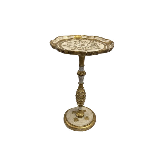 Vintage Florentine Side Table in Gilded Wood With White Accents image