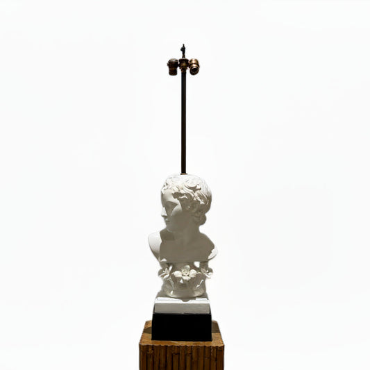 Classical-Style Bust Table Lamp in Plaster on Wood Plinth image