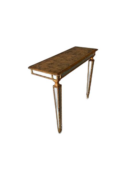 Vintage Italian Pier Table, Gilt Wood With Mirror Accents image