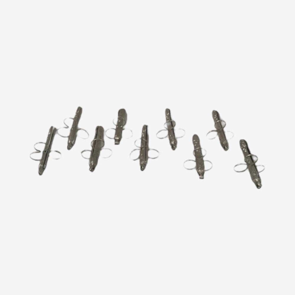 Set of ten vintage hinged silver plate individual asparagus utensils with finger loops