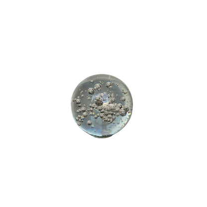 MCM clear controlled-bubble glass sphere with suspended interior bubbles, on white