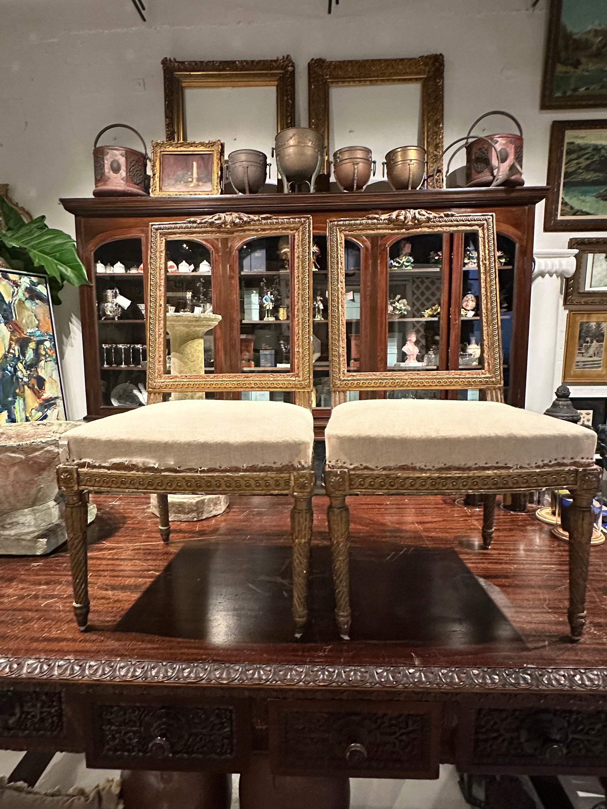 Antique Parcel-Gilt Louis XVI  Side Chair, A Pair image