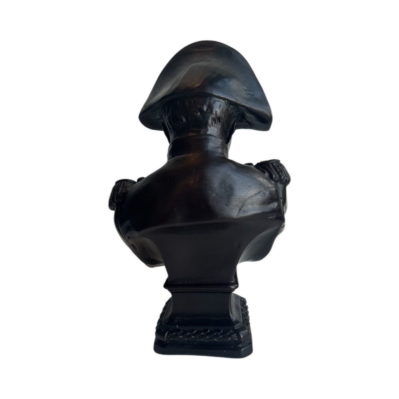 Trudon Napoleon black bust candle, rear view showing the back and plinth base