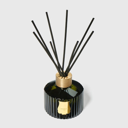 Trudon Abd El Kader diffuser, dark green ribbed glass bottle with black reeds and gold crest