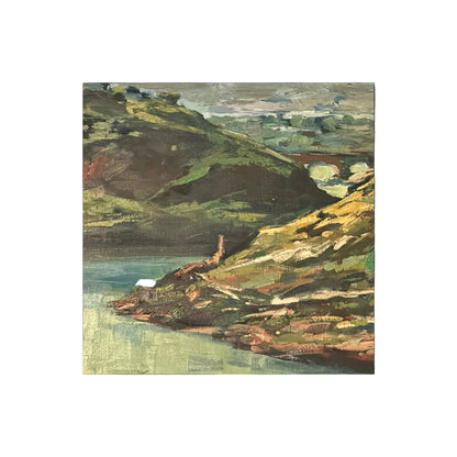 Vintage Oil on Canvas, Landscape With River and Hills image