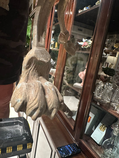 Close-up of bronze jardiniere leg with foliate mount and claw foot