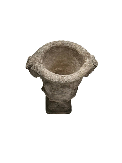Top-down view into the weathered concrete Regency urn bowl