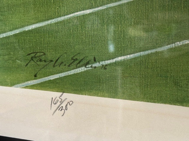 Close-up of grass-court detail with pencil signature and edition number 165/350