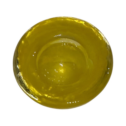 Overhead view of the citron-yellow blown glass bowl interior