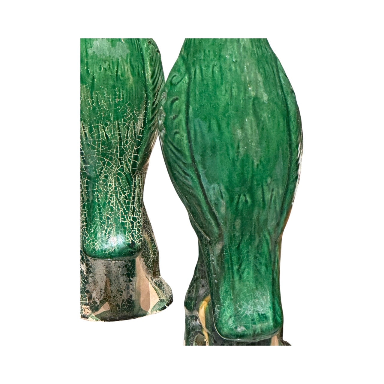 Pair of Antique Green Glazed Sancai Chinese Parrots  image