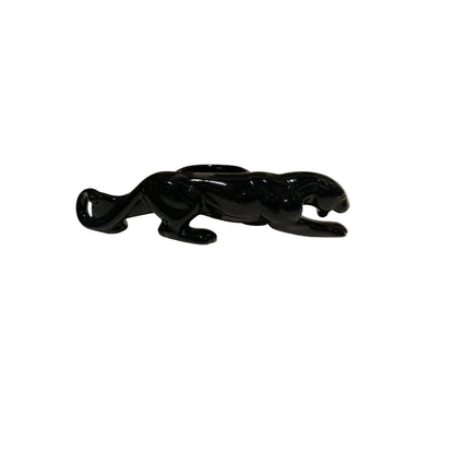 MCM McCoy glossy black glazed ceramic panther planter, prowling form, side profile