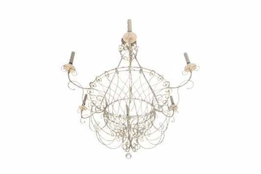  Vintage Six Arm Decorative French Wire Chandelier image