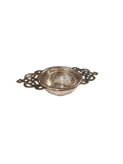 Vintage Silver Plate Tea Strainer w/ Pierced Stand
