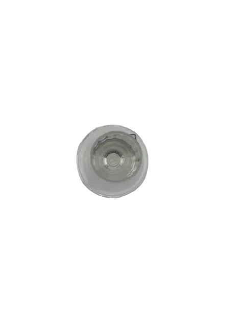 Overhead view of the Orrefors bud vase disc foot and frosted cylindrical stem