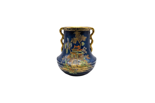 Vintage Chinoiserie Cobalt Vase