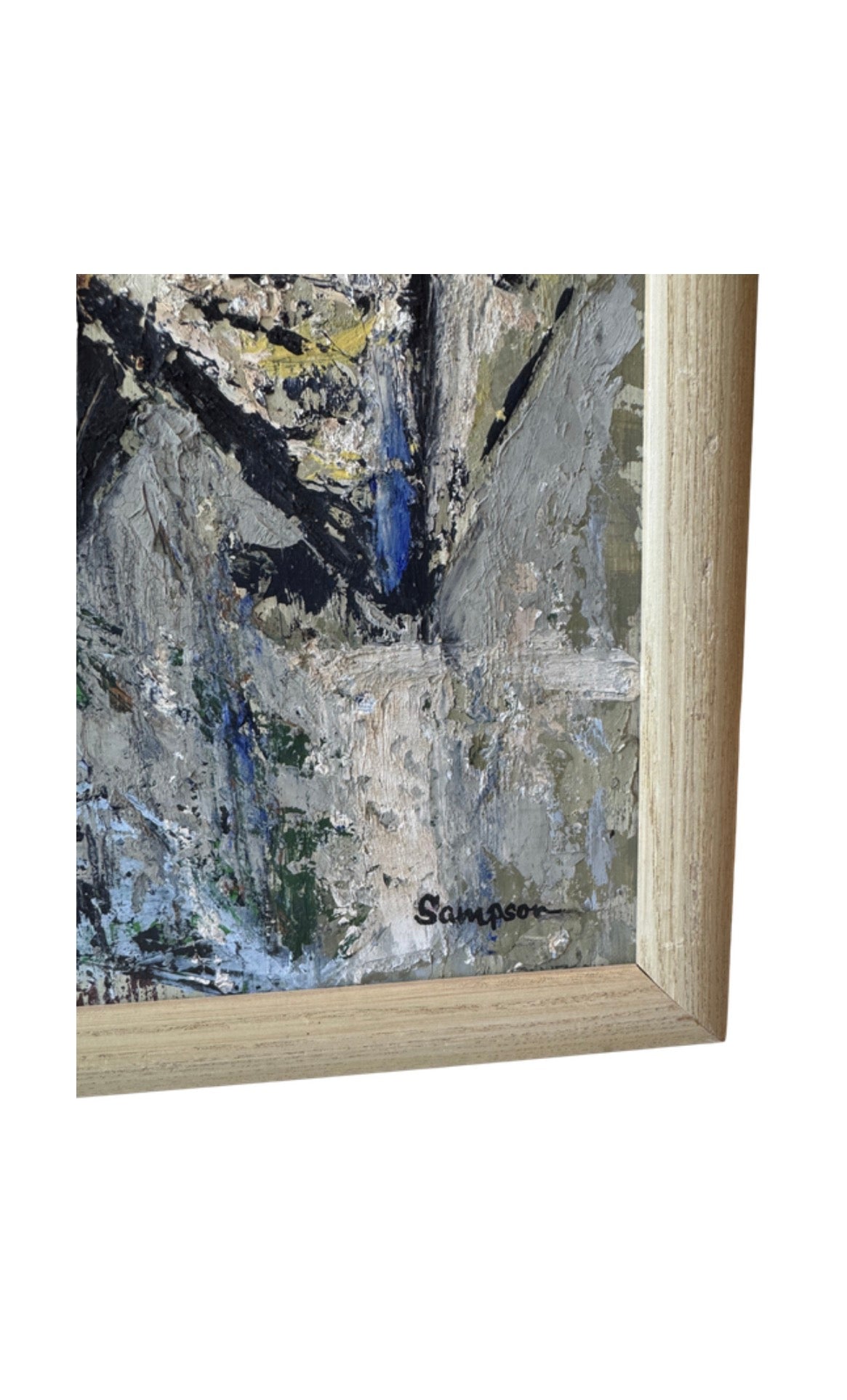 Vintage MCM Neutral Abstract Oil on Board, Signed