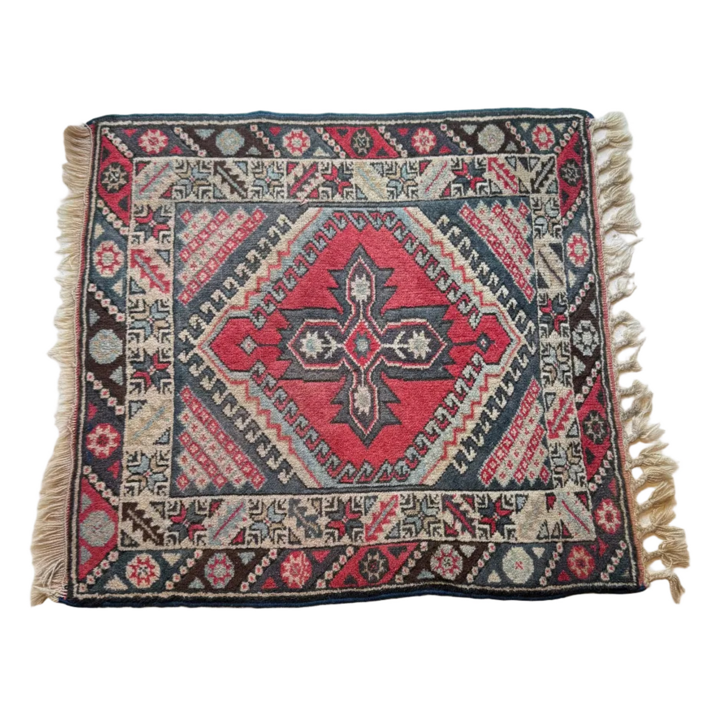 Vintage Red Turkish Square Rug
