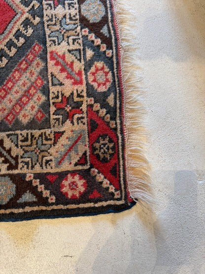 Vintage Red Turkish Square Rug