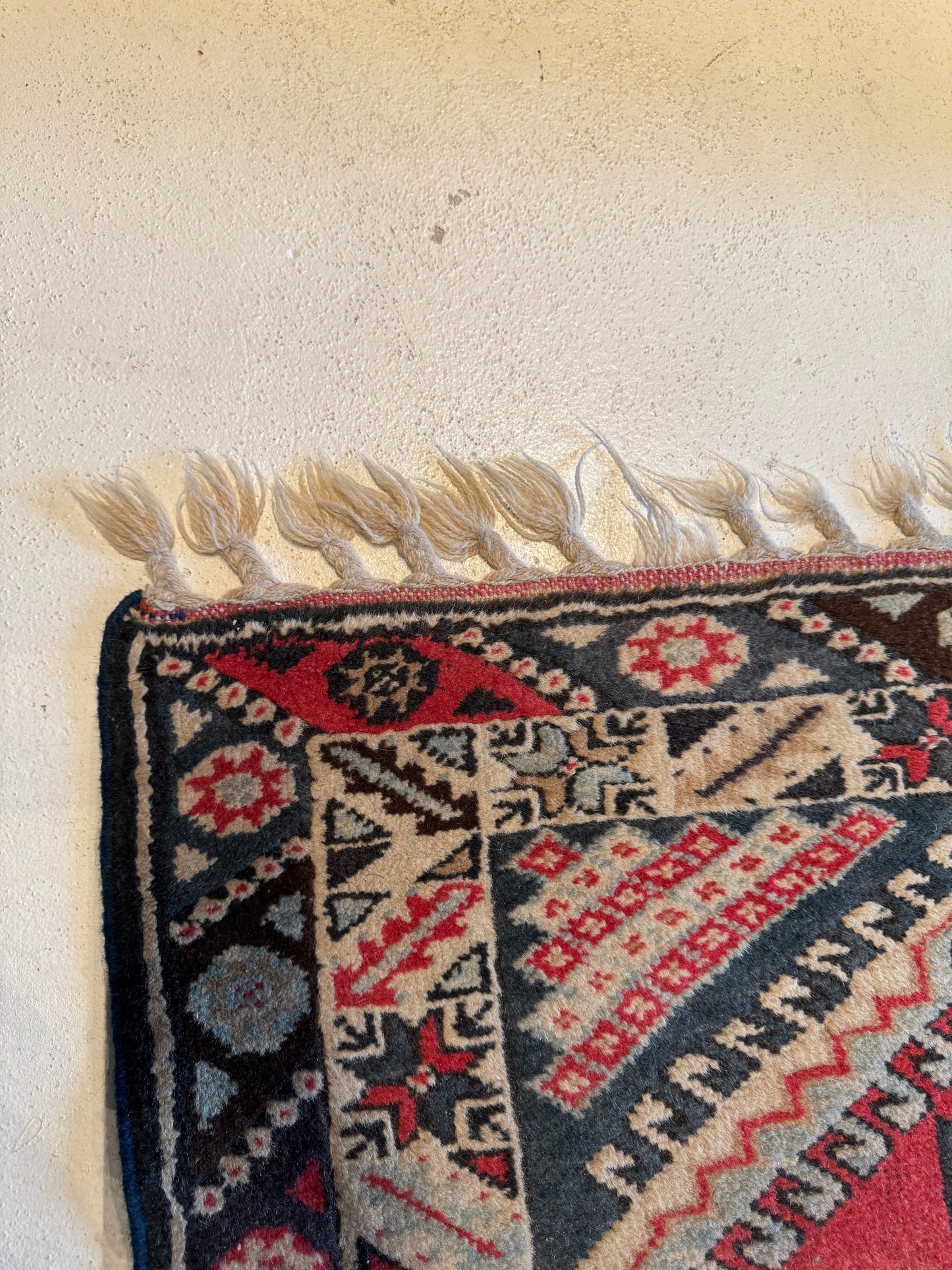 Vintage Red Turkish Square Rug