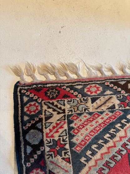 Vintage Red Turkish Square Rug