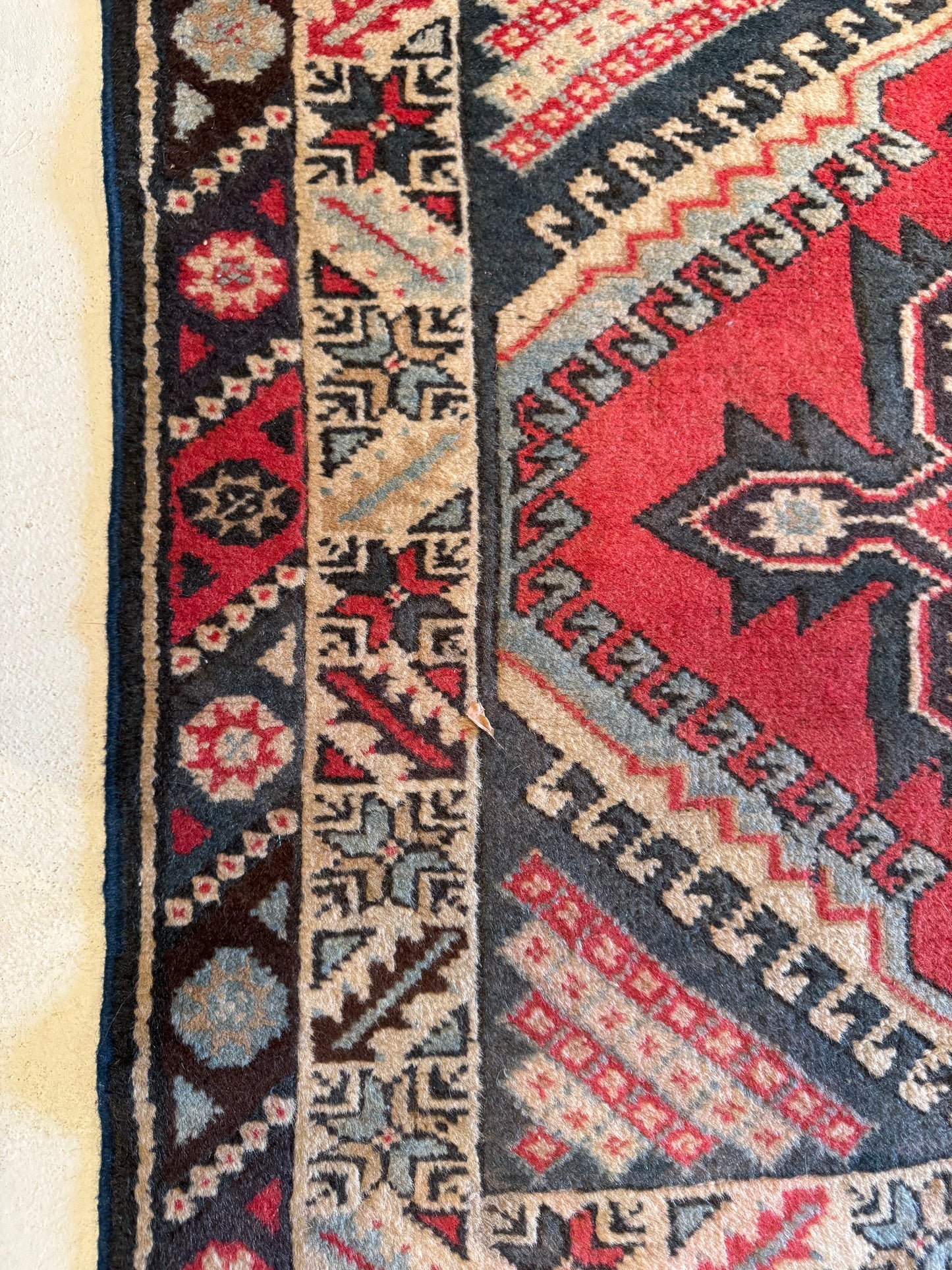 Vintage Red Turkish Square Rug