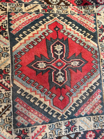 Vintage Red Turkish Square Rug