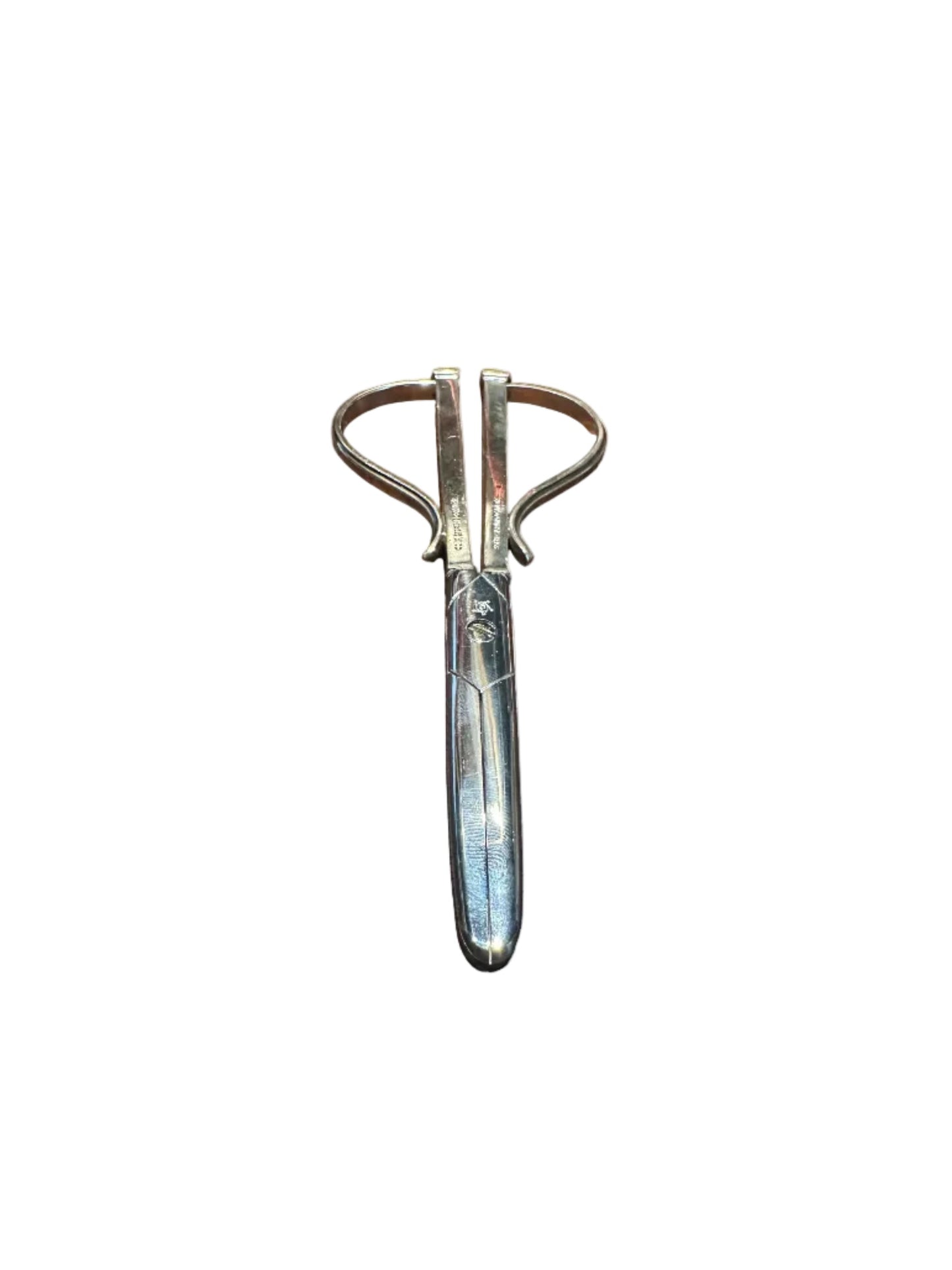Vintage Cohr Denmark sterling silver grape shears with looped wire handles, closed, blades up