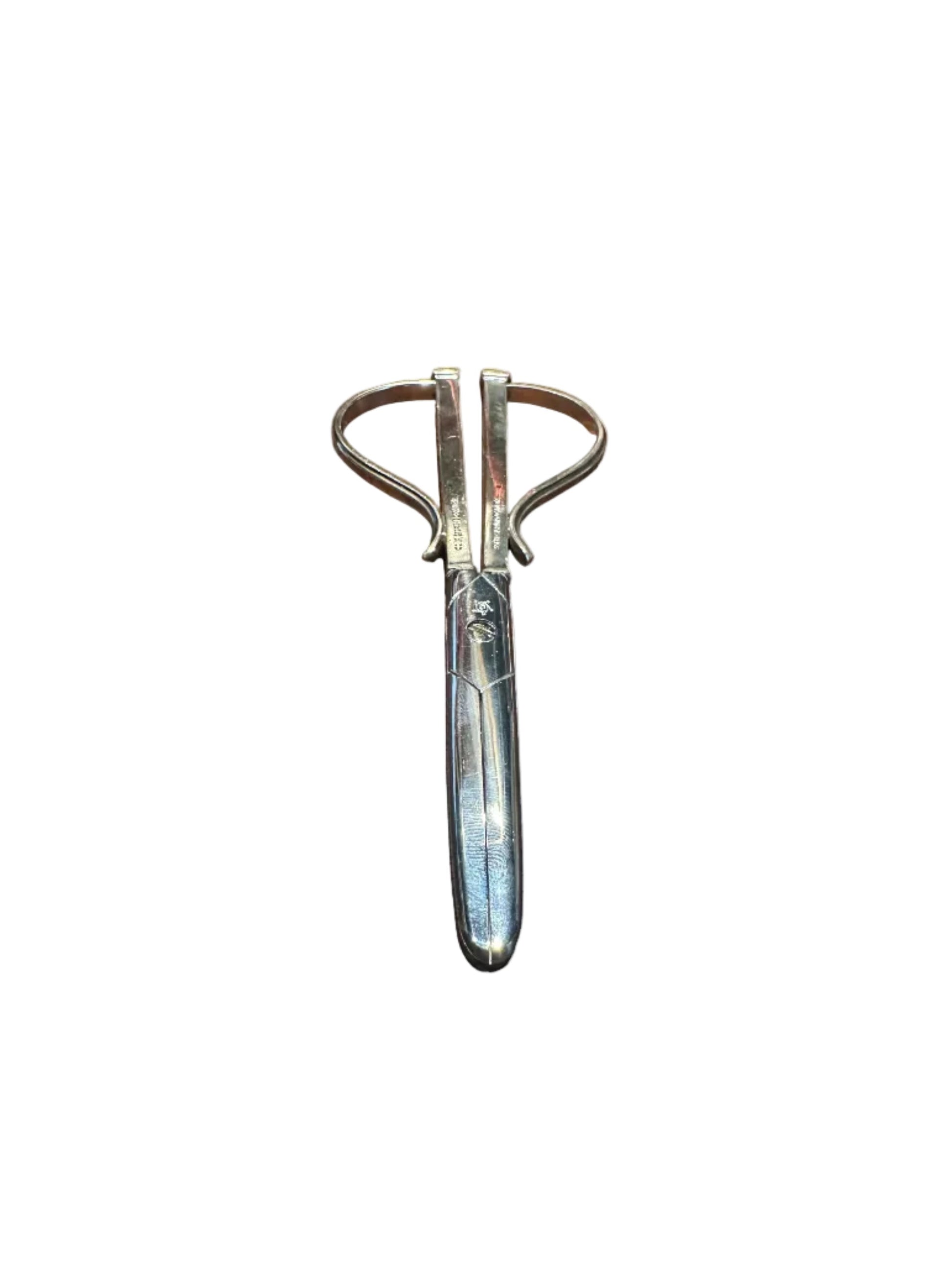 Vintage Cohr Denmark sterling silver grape shears with looped wire handles, closed, blades up