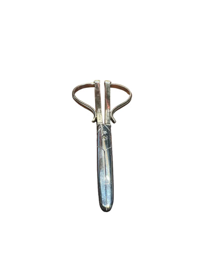 Vintage Cohr Denmark sterling silver grape shears with looped wire handles, closed, blades up