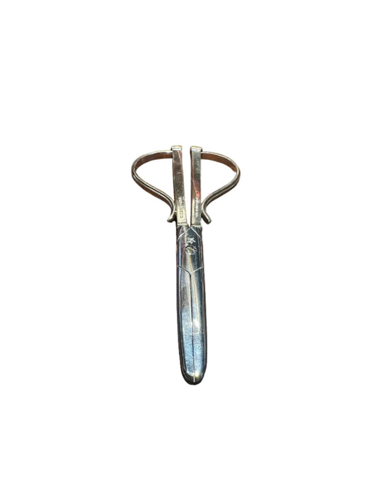 Vintage Cohr Denmark sterling silver grape shears with looped wire handles, closed, blades up