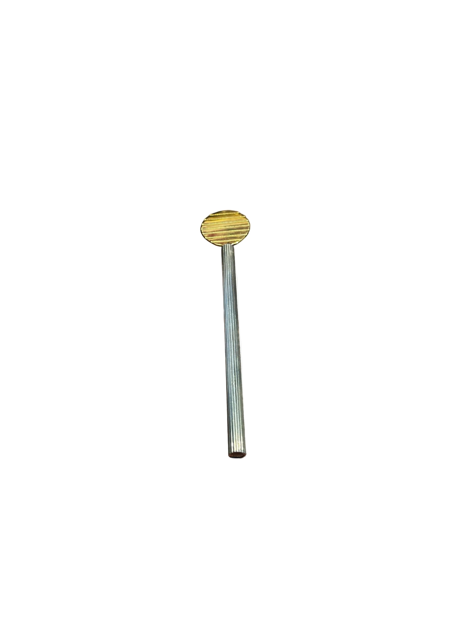 Petrossian caviar paddle spoon with gold-plated round bowl and fluted silver-plate handle