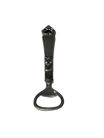 Danish bottle opener with grape-cluster sterling handle, inverted view