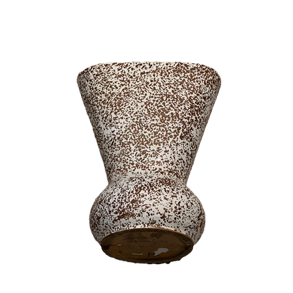 Speckled cream and brown MCM vase shown from a low front angle