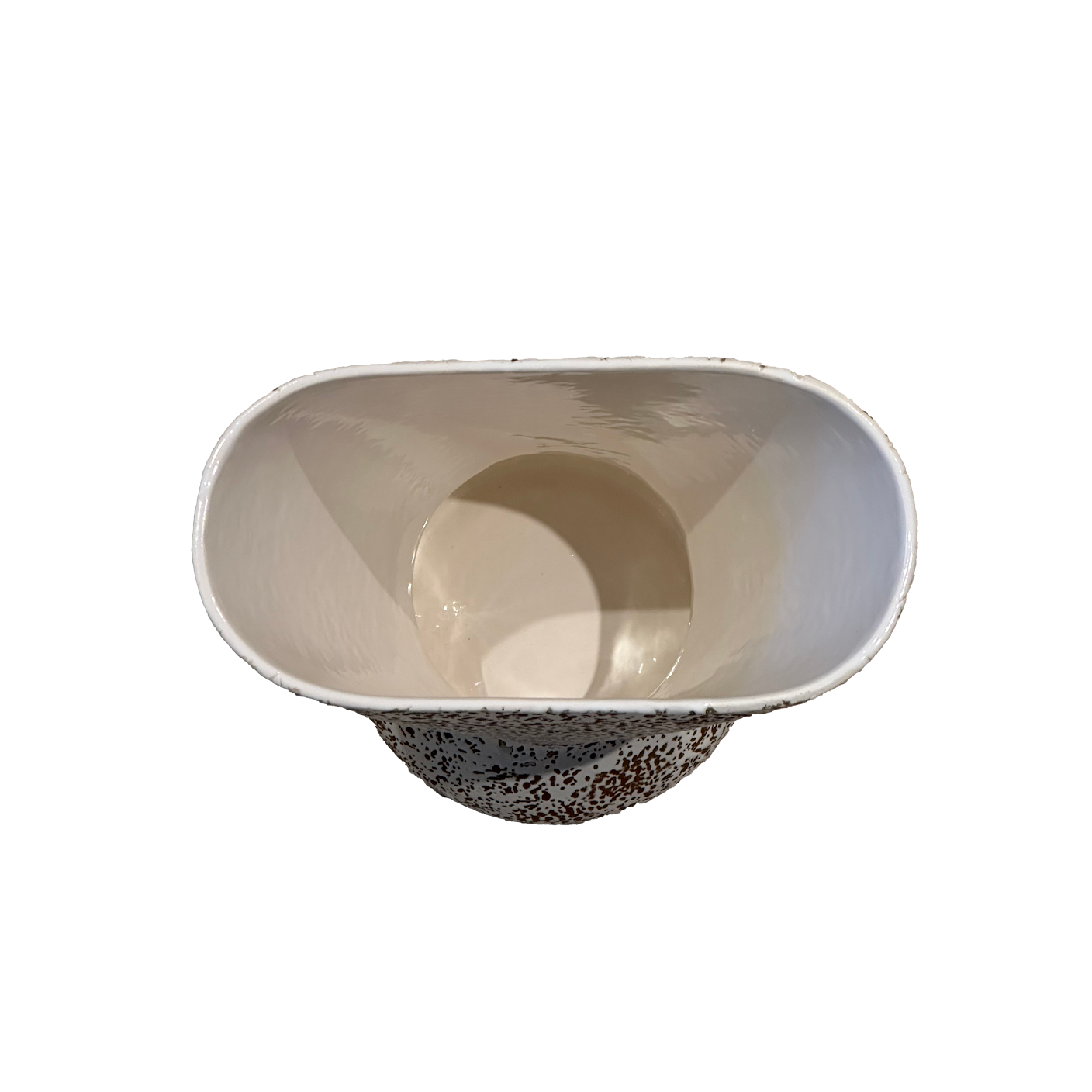 Top view into the vase showing its glossy cream interior