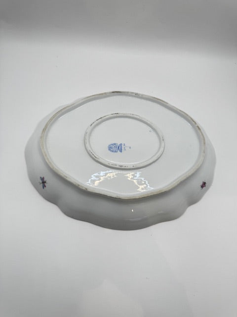 Underside of Herend porcelain plate showing blue Herend maker's mark