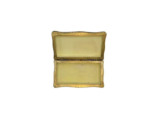 Open Florentine box showing plain cream-painted interior of lid and base