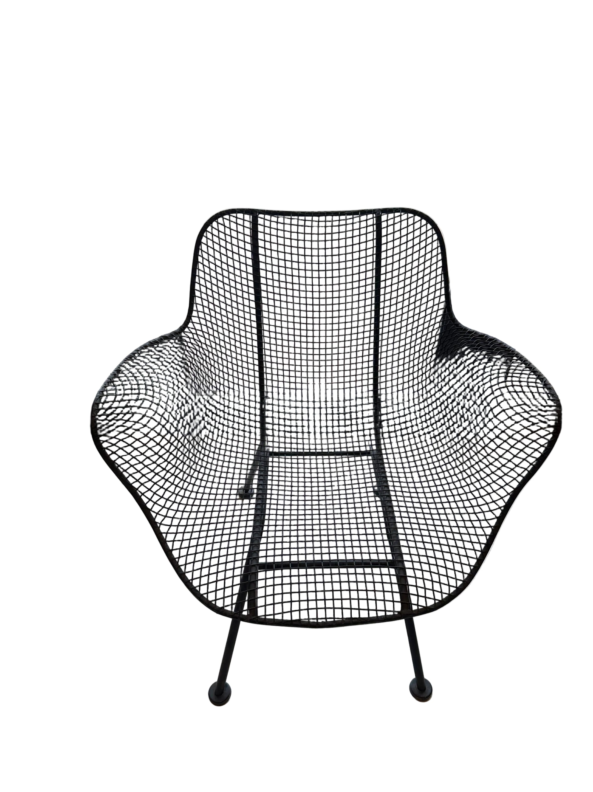 Black Russel Woodard Sculptura wire-mesh lounge chair, front view
